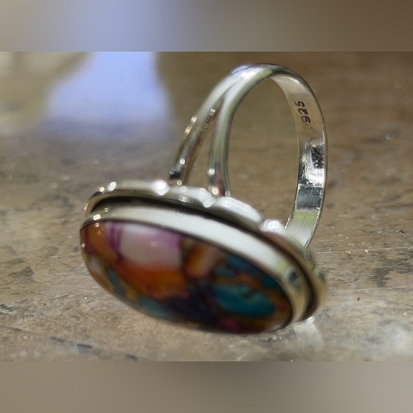 Kingman Pink Dahlia Turquoise in .925 Sterling Silver Setting_Size 9 - Picture 5 of 5